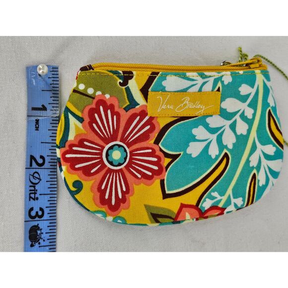 VERA BRADLEY FLORAL COIN PURSE POUCH WALLET 3" x 6" WITH ZIPPER CLOSURE - Picture 9 of 9